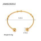 2025New Trendy Design Model18K Gold Stainless Steel Non-Fading Round Bead Open Bracelet Jewelry