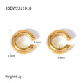 Modern Gold-Plated Stainless Steel Stud Earrings — Modern Classic — alternate product view — jewelry finish and design detail