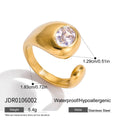 Cubic Zirconia Stainless Steel Ring in 18K Gold-Tone — Sleek Contour featuring cubic zirconia and a gold-tone finish