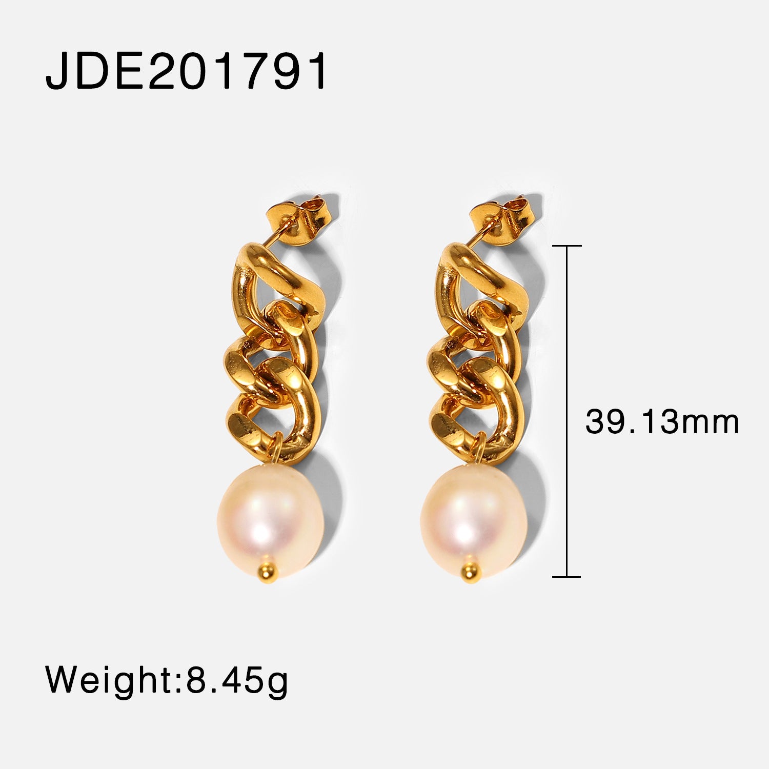Same Style18K Gold Stainless Steel Earrings Fashionable Personality Pearl Earrings Hoop Earrings Women's Jewelry