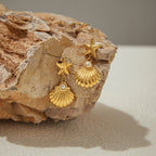 2H Stainless Steel Starfish Earrings Imitation Pearl Earrings Design Sense Earrings Jewelry