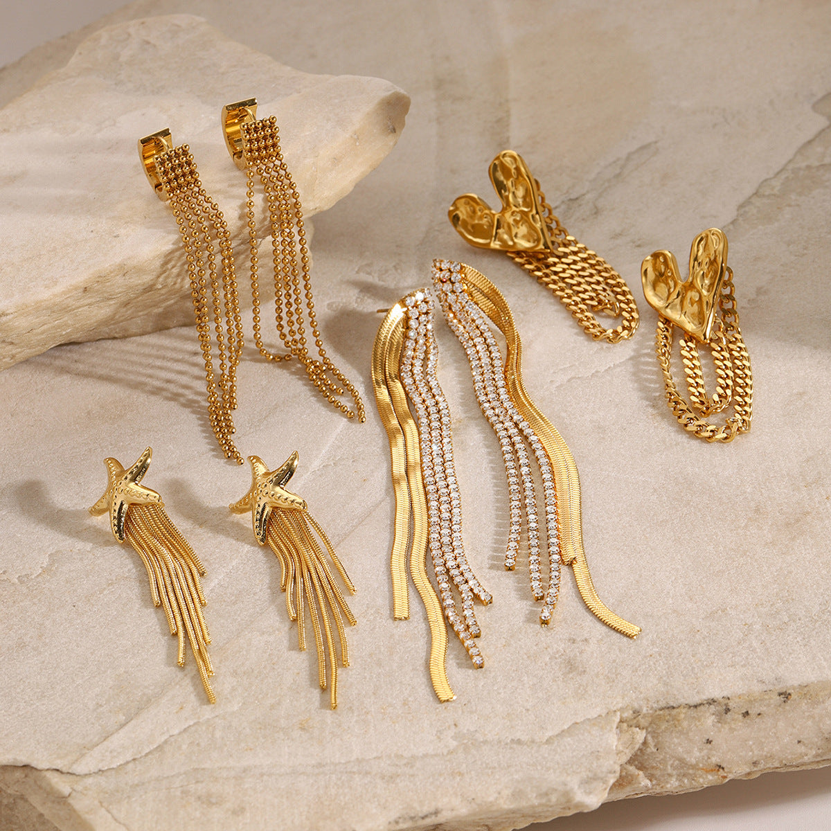 Stainless Steel Tassel Earrings Exaggerated Stud Earrings Earrings