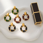 2H Oil Drop Door Handle Earrings Non-Fading Ear Studs Stainless Steel Jewelry