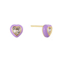 Gold-Plated Brass Heart CZ Earrings with gold-tone brass construction