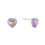 E0770 Cute Dopamine Jewelry Heart-shaped Earrings for Women Purple Resin Inlaid Heart Zircon Earrings