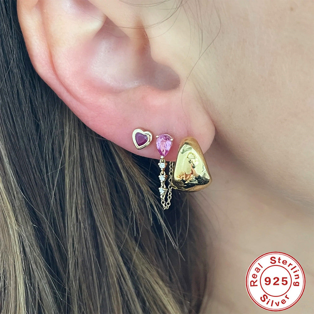 S925Sterling Silver Colorful Water Drop Zircon Earrings Hot Selling Tassel Diamond Chain Earrings Earrings Stud Earrings