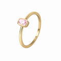 Gold-Plated Brass Square Red CZ Ring with cubic zirconia and geometric details — jewelry finish and design detail