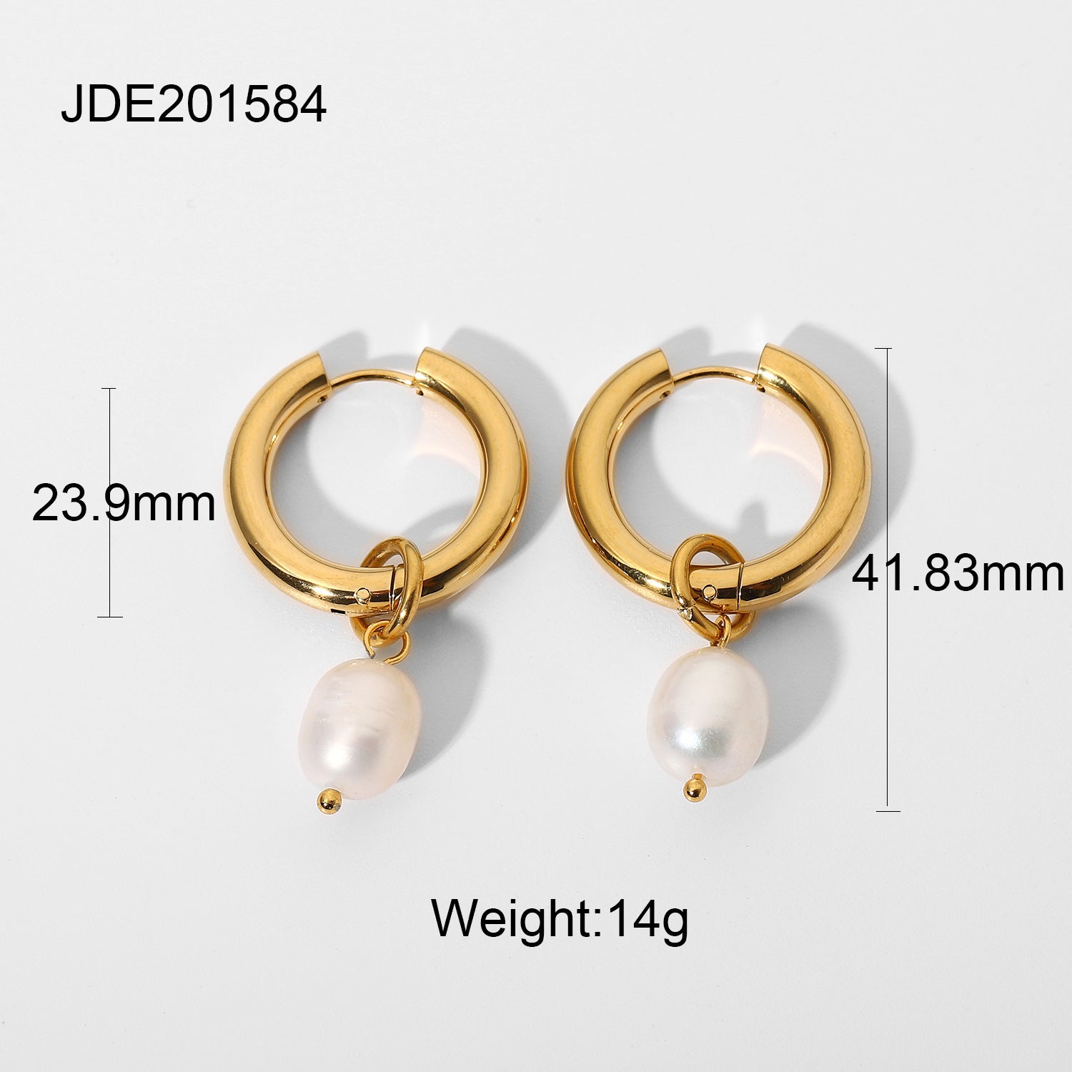 Same Style18K Gold Stainless Steel Earrings Fashionable Personality Pearl Earrings Hoop Earrings Women's Jewelry
