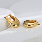 E0585 Simple Retro Earrings for Women, Brass Gold-Plated, Elegant Smooth Metal Texture Ear Jewelry