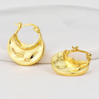 E0643 Minimalist Cool Style Design Gender-Neutral Earrings Copper Plated Real Gold Irregular Concave Ear Cuffs