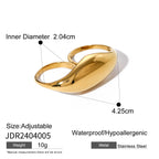 18k Gold Stainless Steel Chubby Smooth Double Finger Ring Design Sense Large Smooth Ring for Women