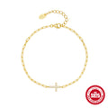 New 925 Sterling Silver Paperclip Zircon Cross Bracelet Korean Style — collection product image 06