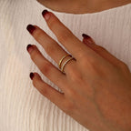 SR0050 S925Silver Line Full Diamond Couple Rings Fashionable