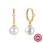 S925Sterling Silver Inlaid Diamond Pearl Hoop Earrings Ear Clips Earrings Korean and Japanese Hot Sale Daily Wear Earrings Ear Jewelry