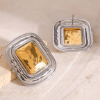 2H Stainless Steel Square Geometric Stud Earrings Autumn Winter Exaggerated Ear Jewelry Accessories
