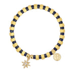 B0251Eight-pointed Star Beaded Copper Plated14k Gold Bracelet