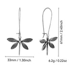 E0713 Fashion Design Long Hook Earrings for Women Retro Dragonfly Earrings silver