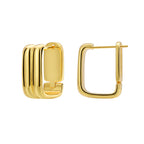E0610 Fashionable Minimalist Design Geometric Square Earrings for Women Copper Plated with Real Gold Double Layer Smooth Stud Earrings