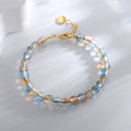 Gold-Plated Brass Bow Beaded Bracelet made with a gold-tone brass base — jewelry finish and design detail