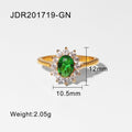 Cubic Zirconia Stainless Steel 18K Gold-Plated Ring — detail view — jewelry finish and design detail