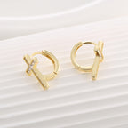 SE0078 S925Silver plating14K Gold Cross Zirconia Earrings for Women New Earrings