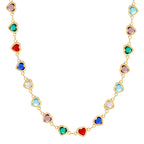 N0255 Design Colorful Heart-Shaped Zircon Necklace for Women Summer Collarbone Chain