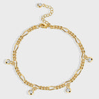 A0024 Hip-Hop Chain Zirconia Anklet for Women Copper Gold-Plated Fashion Retro Foot Jewelry