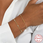 S925 Sterling Silver Five Pointed Star Diamond Circle Bracelet