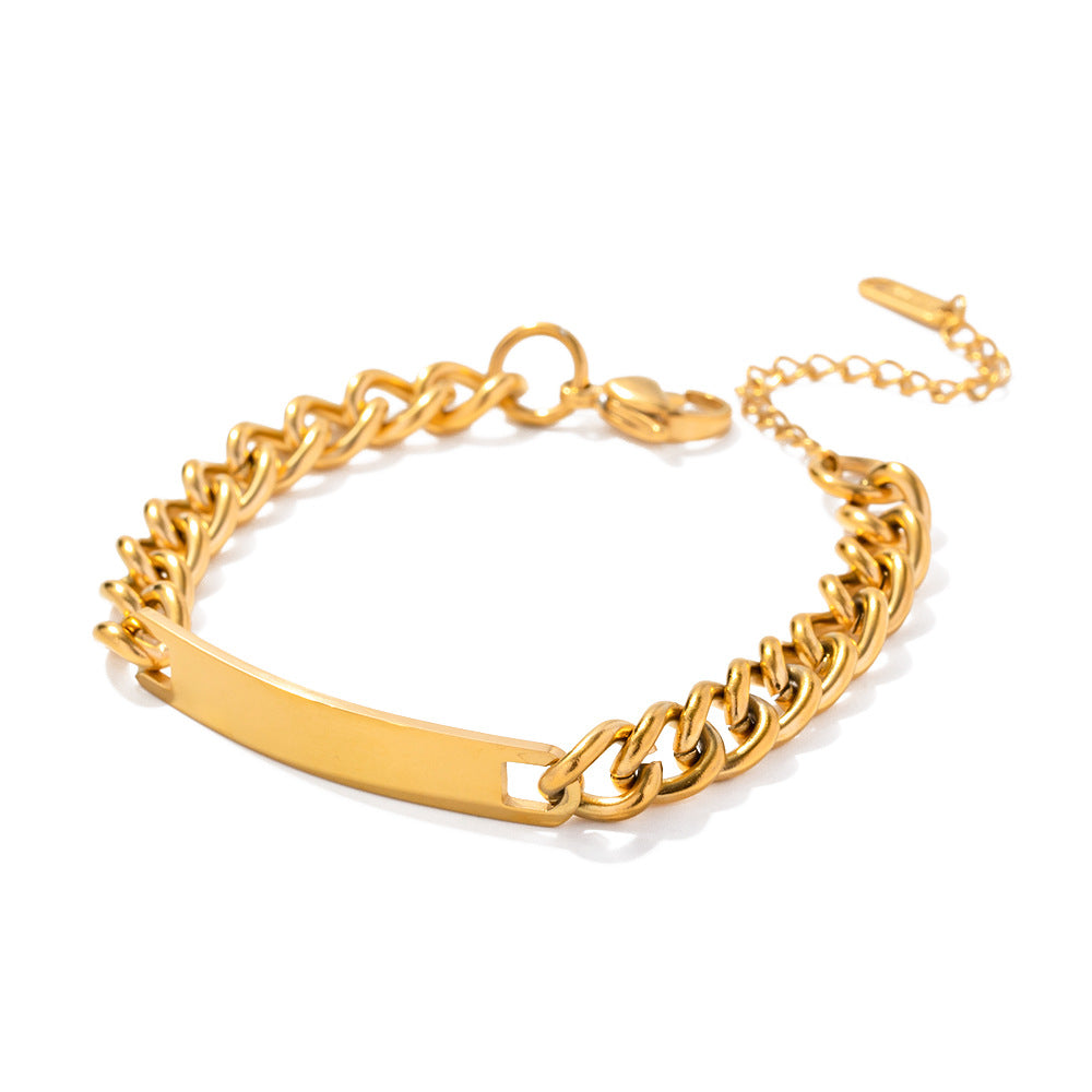 Cuban Chain Bracelet Blogger Same Style Stainless Steel Gold Plated Women Men Hip Hop Bracelet