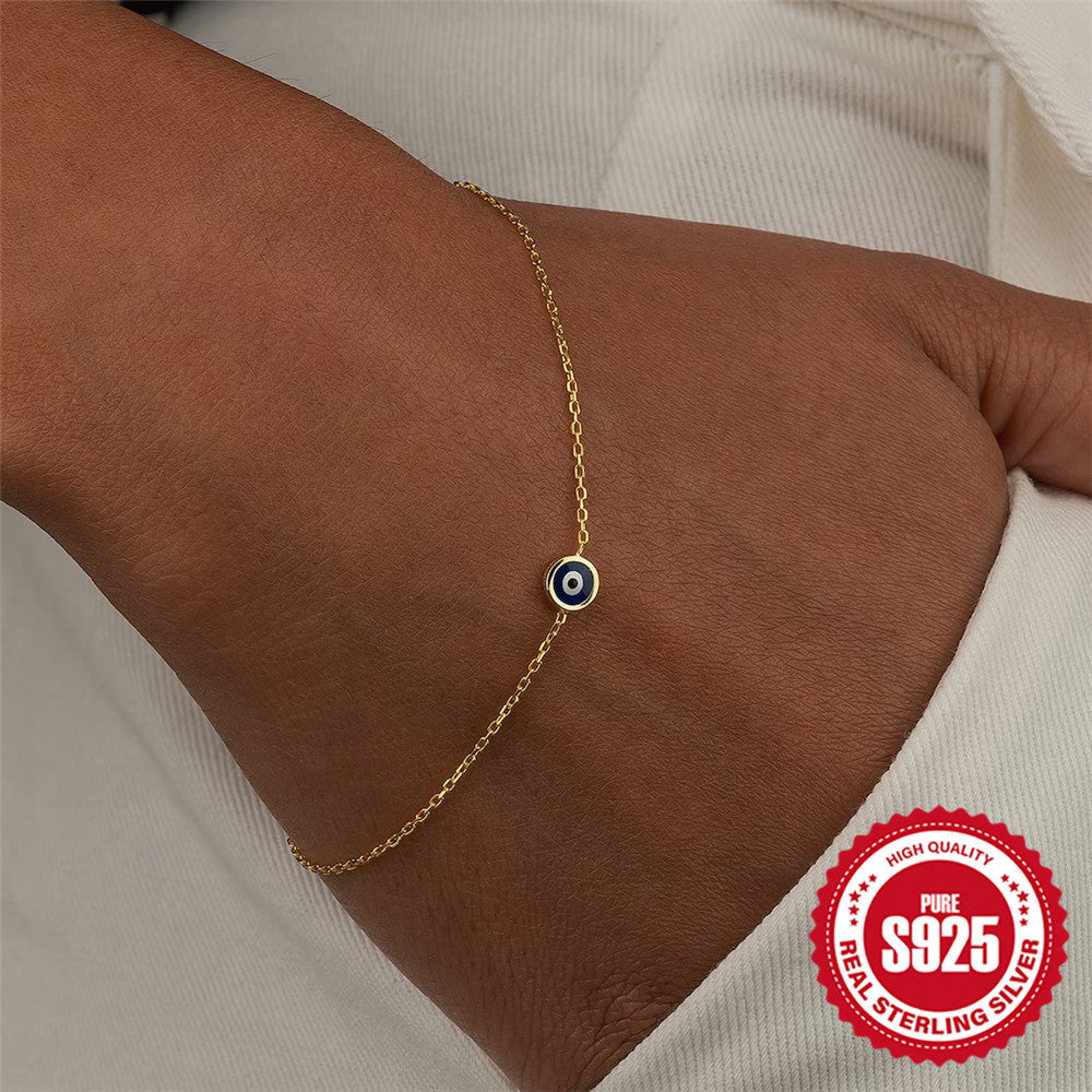 Demon Eye 925 Sterling Silver Bracelet With Oil Drop Enamel For Women