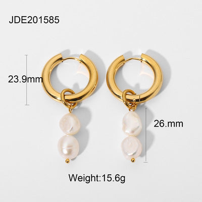 Stainless Steel Pearl Earrings Studs Jewelry Summer