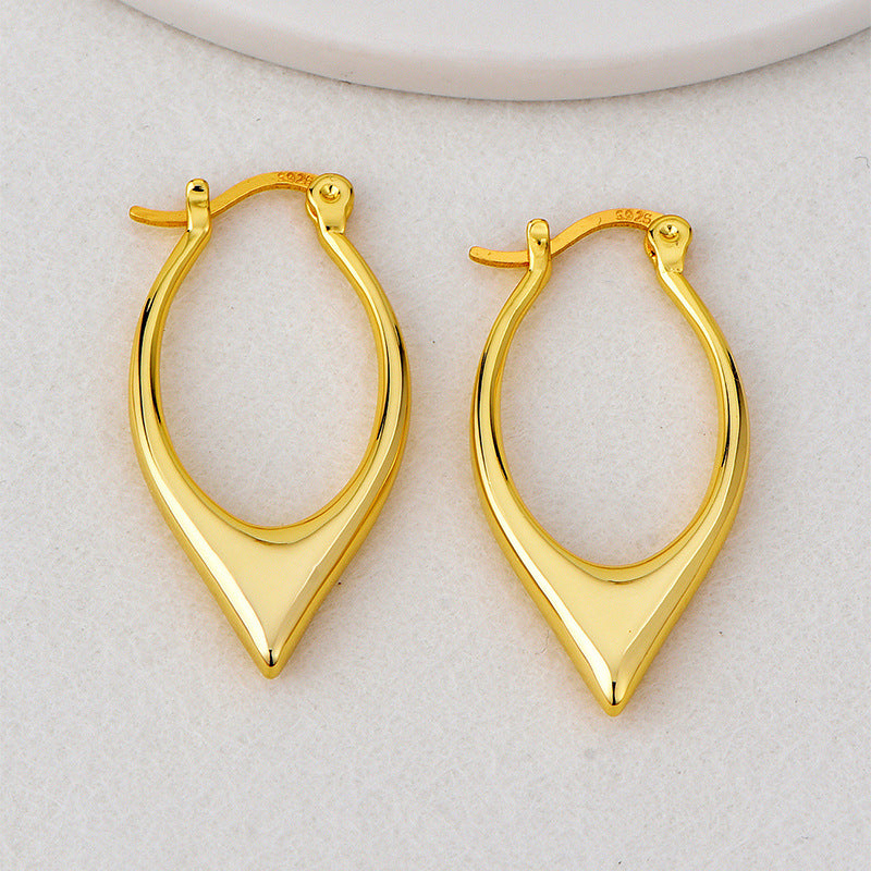 E0642 Korean Style Simple Fashion Square Hoop Earrings for Women Brass Gold-Plated Minimalist Smooth Hoop Earrings