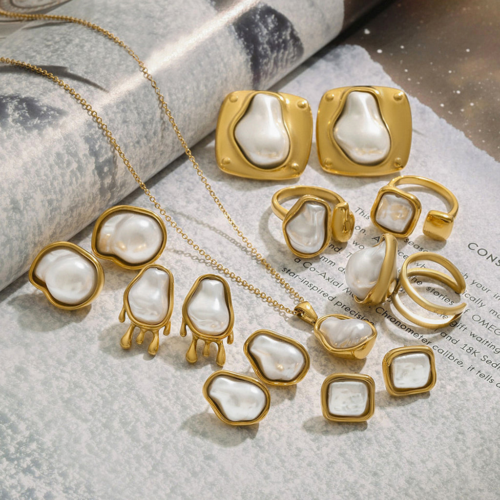 2H Necklace Non-Fading Ring Stainless Steel Earrings Jewelry Earrings