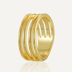 R0610 Multi-layer Hollow Ring for Women, Brass Gold-plated Simple Smooth Minimalist Ring