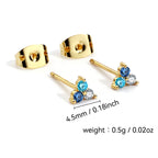 925Silver Needle Blue Gradient Zircon Mini Earrings for Women, Color-Block Earrings, Hypoallergenic Earrings