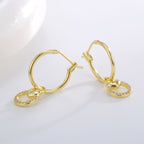 E0826 Hot Selling Design Earrings for Women Heart Round Hollow Zirconia Earrings Jewelry