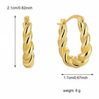 E0527 Minimalist Design Patterned Earrings Copper Gold Plated Simple Versatile Smooth Hoop Earrings
