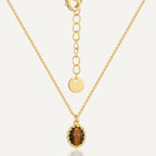 N0015 Copper18K Gold-Plated Oval Tiger Eye Stone Pendant Necklace for Women Vintage Versatile Design Necklace