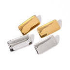 2H Minimalist Retro New Style18k Gold Stainless Steel Rectangular Smooth Earrings for Women Trendy Minimalist Stud Earrings