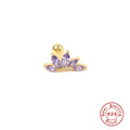 925 Sterling Silver Colorful cubic zirconia Crown Ear Stud — jewelry product photo 09 — jewelry finish and design detail