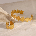 Stainless Steel Flower Open Bracelet Ring rings