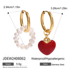 2H Stainless Steel Oil Drop Heart Earrings Pearl Stud Earrings Jewelry earring