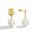 Gold-Plated Brass Vintage-Inspired Pearl Earrings with a minimalist design profile