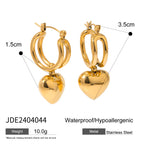 2H18K Gold Stainless Steel Glossy Heart Earrings for Women2025New Summer Sliding Love Heart Pendant Earrings