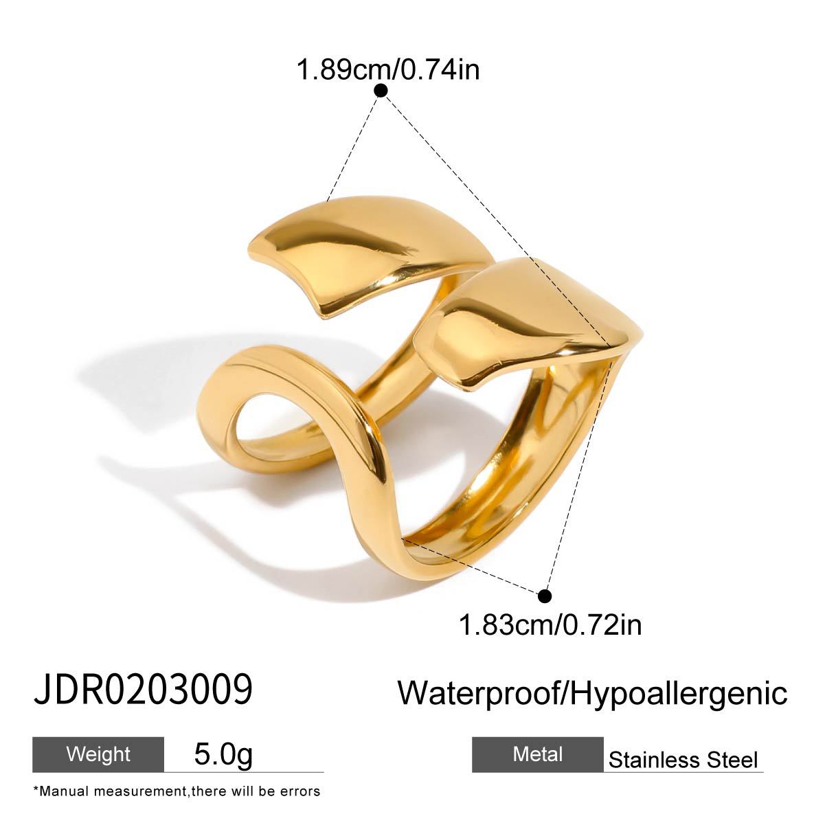 2H Stainless Steel Finger Bracelet Ring Non-Fading Jewelry for Women