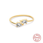S925Sterling Silver Mini Water Drop Heart-Shaped Zircon Open Ring Hot-Selling Super Sparkling Diamond-Studded Index Finger Ring
