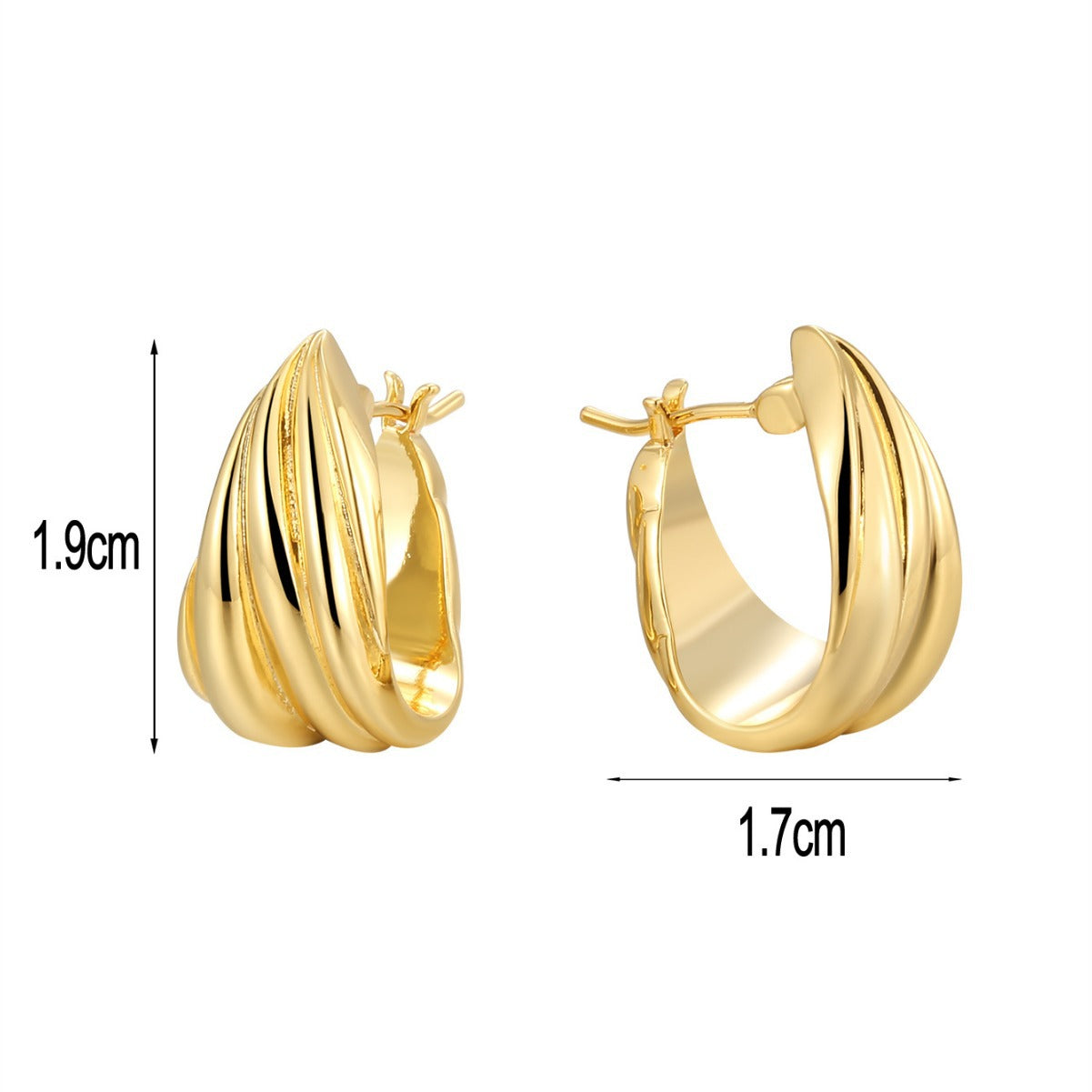 CYE0331 French Style Earrings for Women, Metal Irregular Simple Twisted Design Earrings