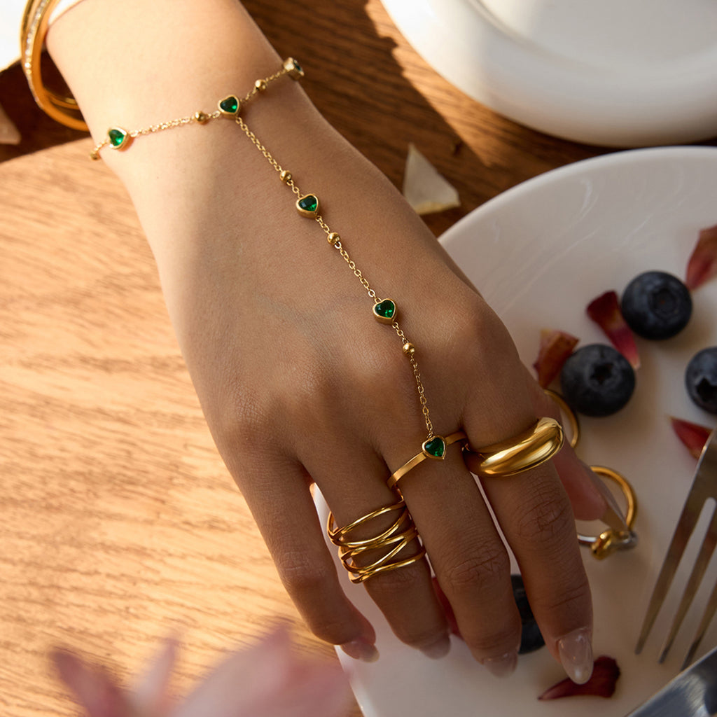 Stainless Steel Finger Bracelet Ring for Women Design rings Ornament