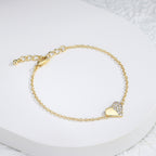 B0032 Live Stream Supply Fairy Style Heart-Shaped Diamond-Studded Bracelet Copper Plated with Real Gold Zircon
