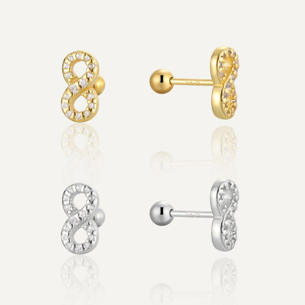 SE0200 S925Silver Plated with Full Diamond Love Infinity8Small and exquisite stud earrings